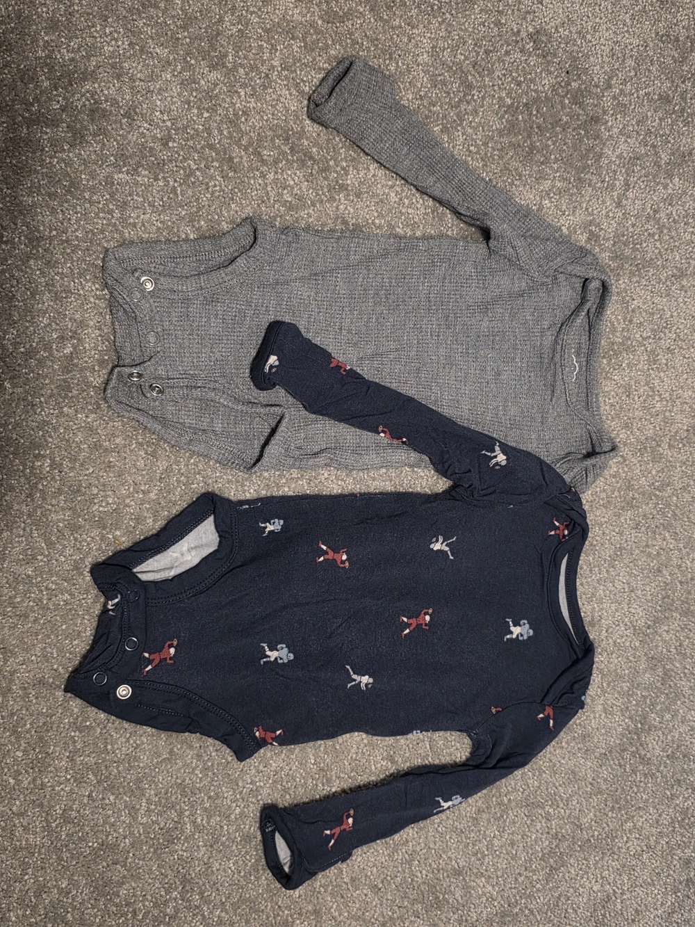 Purely Soft by Carter's Long-Sleeve Bodysuit Set - Navy & Gray